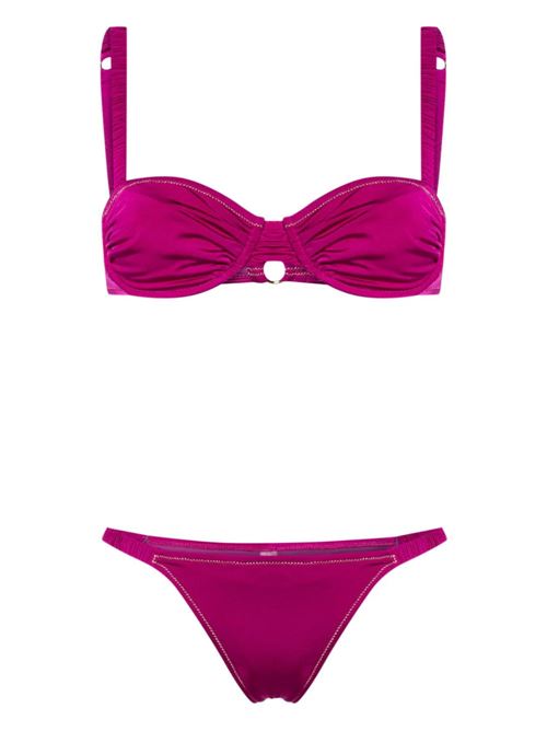 orchid purple stretch-design metallic threading ruched strap detailing Top Reina Olga | MARTI BIKINI SETSOLIDSHINY PURPLE